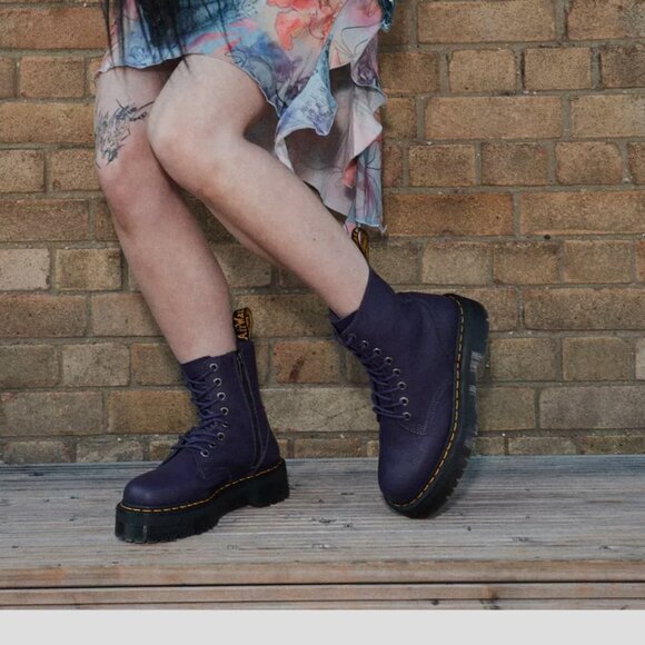 Dr. Martens JADON III Pisa PLATFORM Boots in Purple MSRP$250 RichSoft Leather - Picture 2 of 16